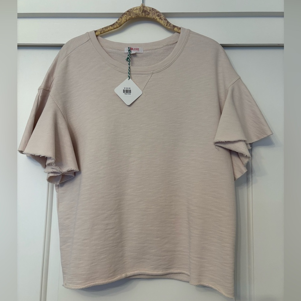 Goldie Sweatshirt Flutter Sleeve Top NWT